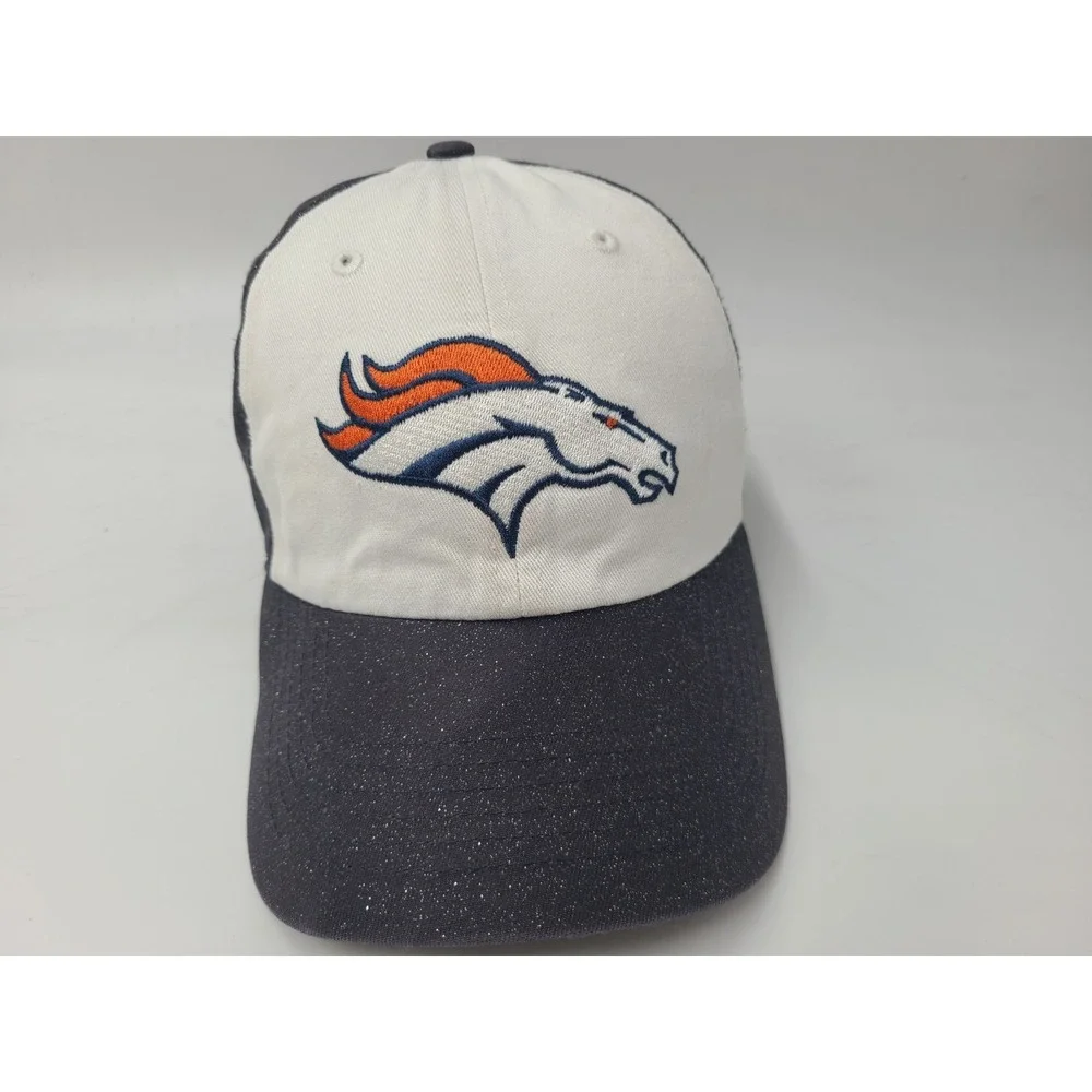 Women Denver Broncos Glitter Sparkles NFL Team Apparel Strapback Hat Cap White